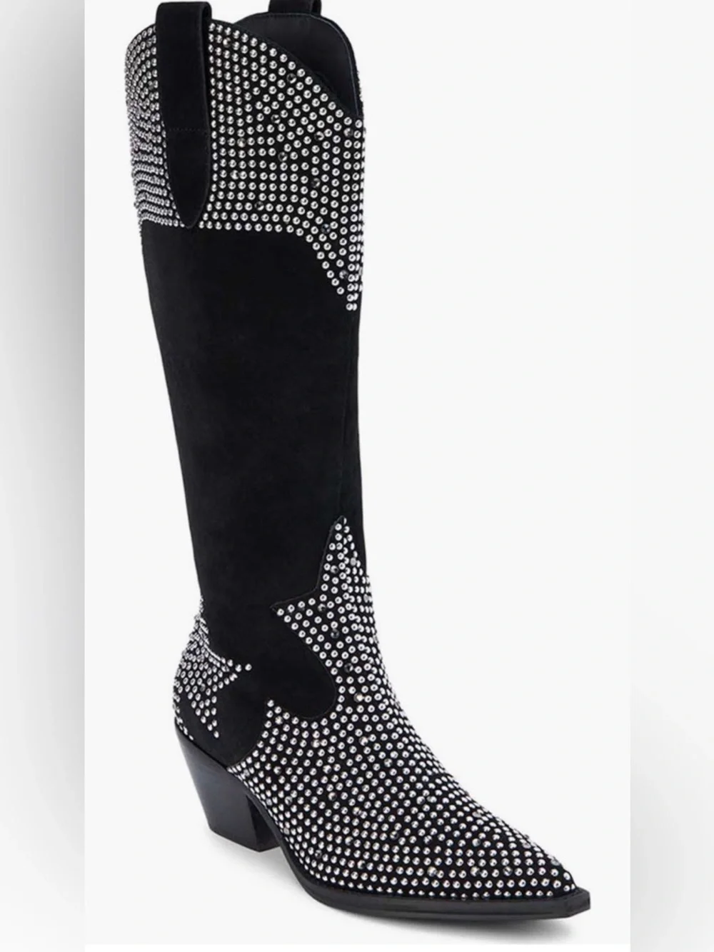 Mattise Dumplin Black  Knee-High studded cowboy Boots 7 - Picture 2 of 6